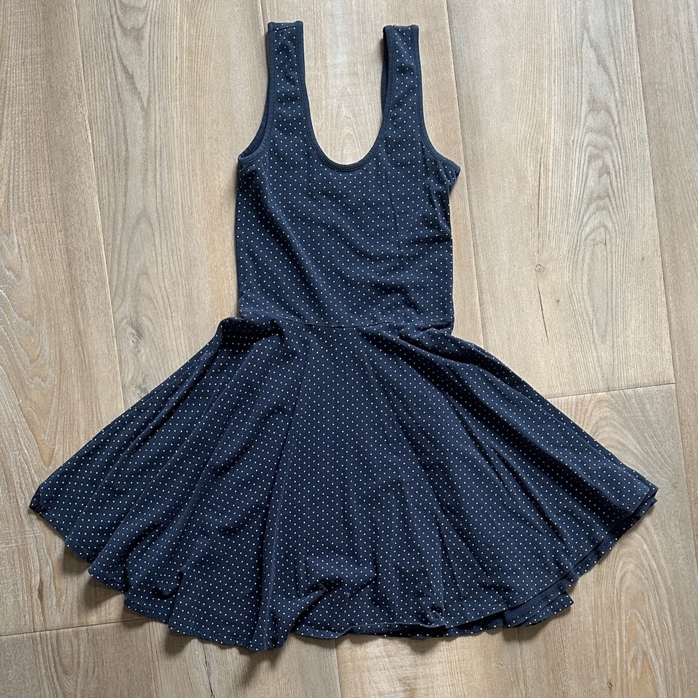 Navy Blue Polka Dot Skater Dress